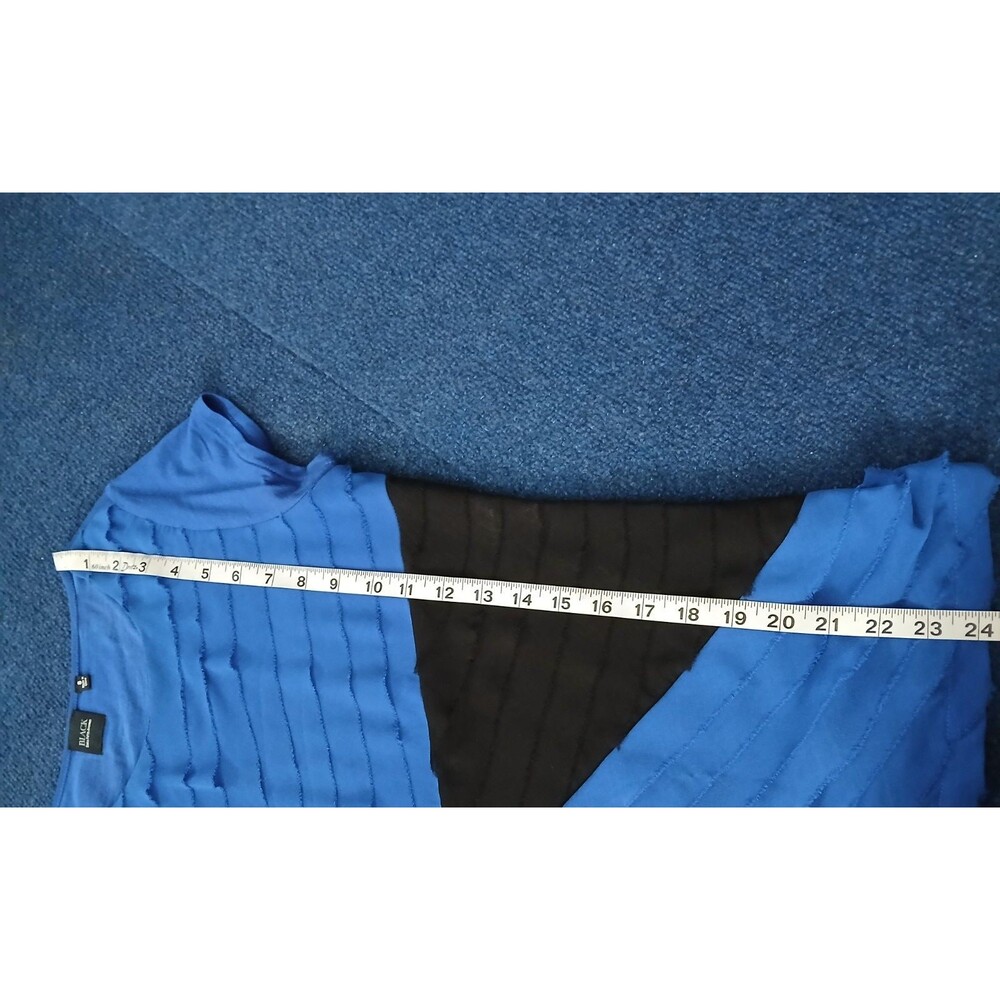 Black Saks Fifth Ave Blue/Black Short Sleeve Blouse Small - Picture 8 of 8
